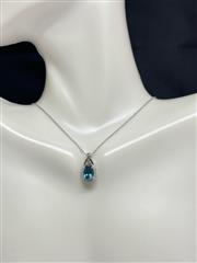 Le Vian Topaz Diamond 14K White Gold Halo Pendant Necklace